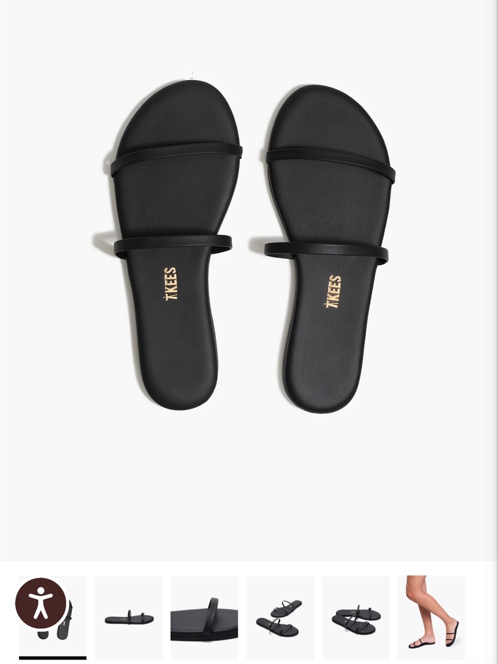 TKEES Black Double-Strap Slide Sandals